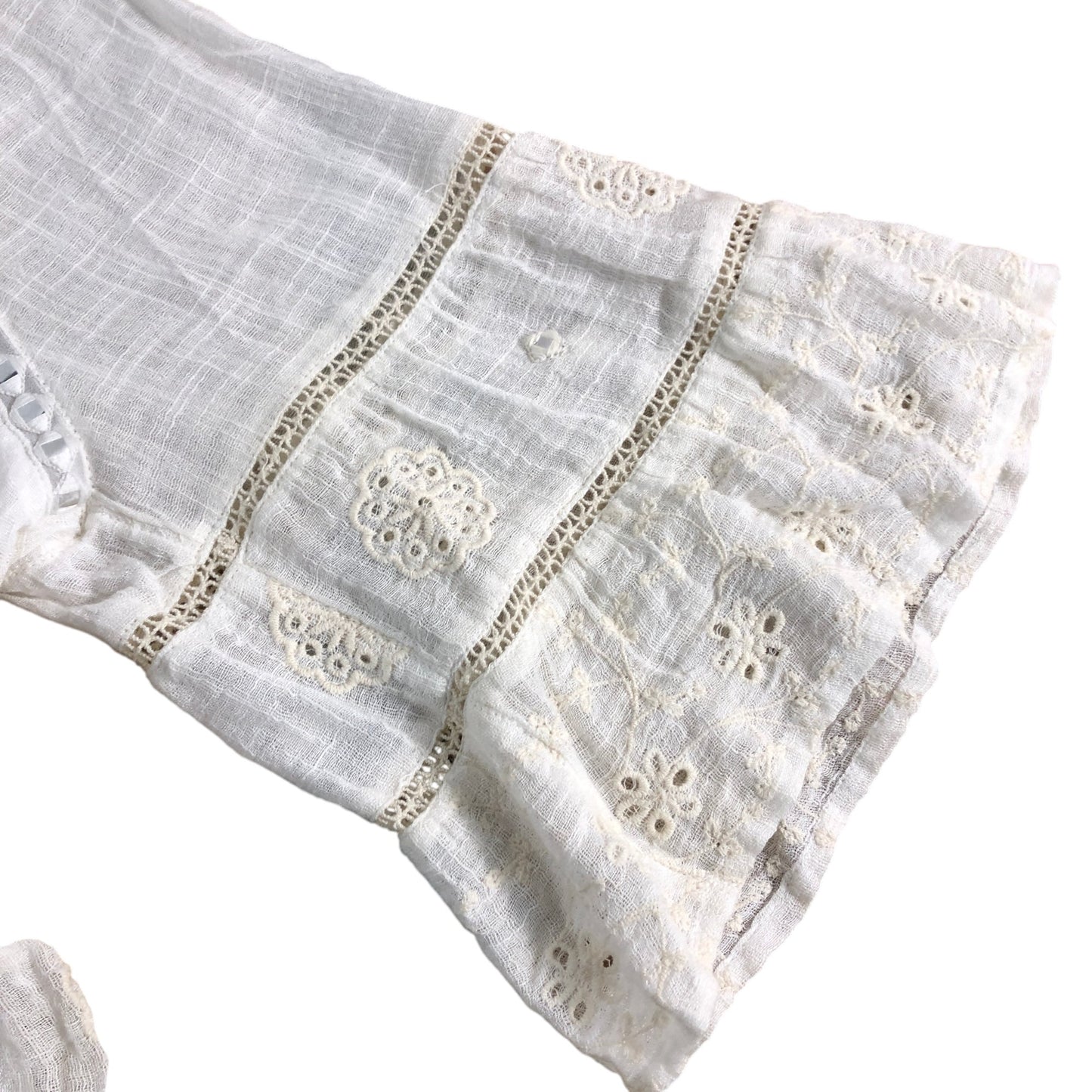 River Island Women's Blouse UK8 White Cotton Lacey Embroidered Top Romantic