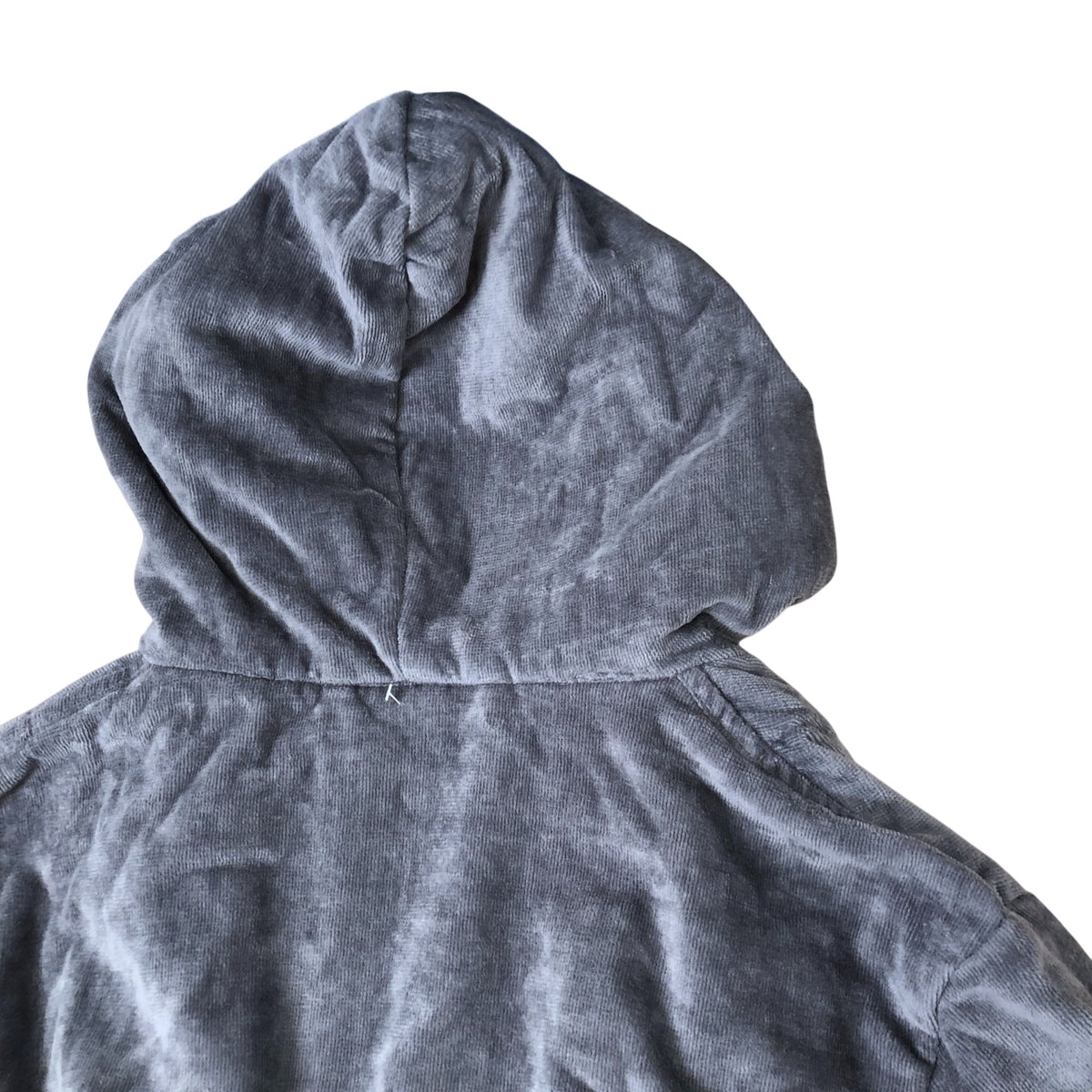 Dark Grey Fleece Hooded Robe 100% Organic Cotton Dressing Gown Size XS