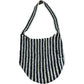 Macrame Sling Striped Shoulder Bag Women's Casual Tote Bag Black Cream