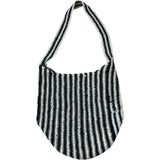 Macrame Sling Striped Shoulder Bag Women's Casual Tote Bag Black Cream