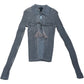 River Island Long Sleeve Fitted Grey Glitter Top Tassel Detail