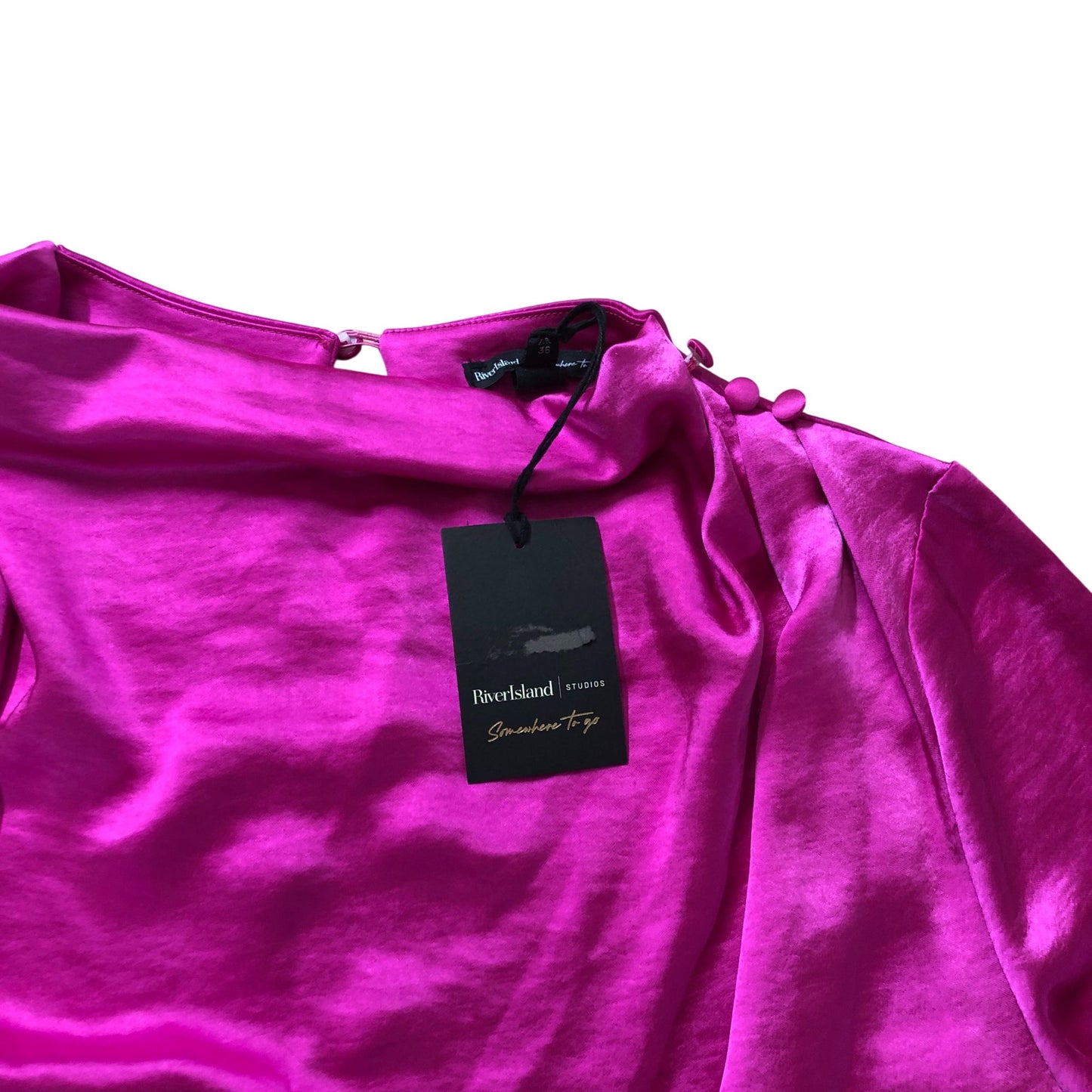 River Island Cowl Neck Women's Satin Pink Long Sleeve Blouse Size 10