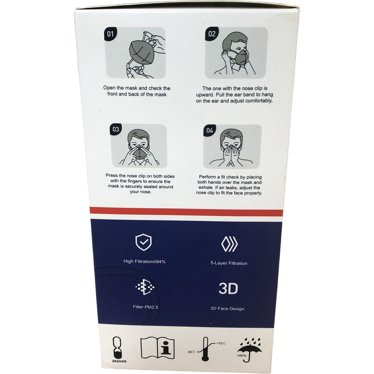 StaSeef FFP2 NR Face Mask 20 Pack High Filtration 94 Percent Non Medical