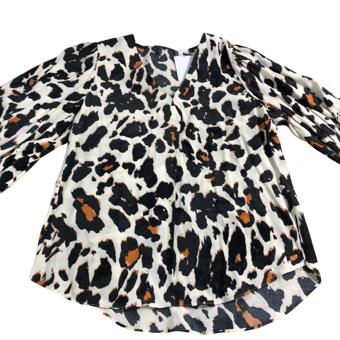 Branded UK12 Women's Blouse Leopard Print V Neck Long Sleeve