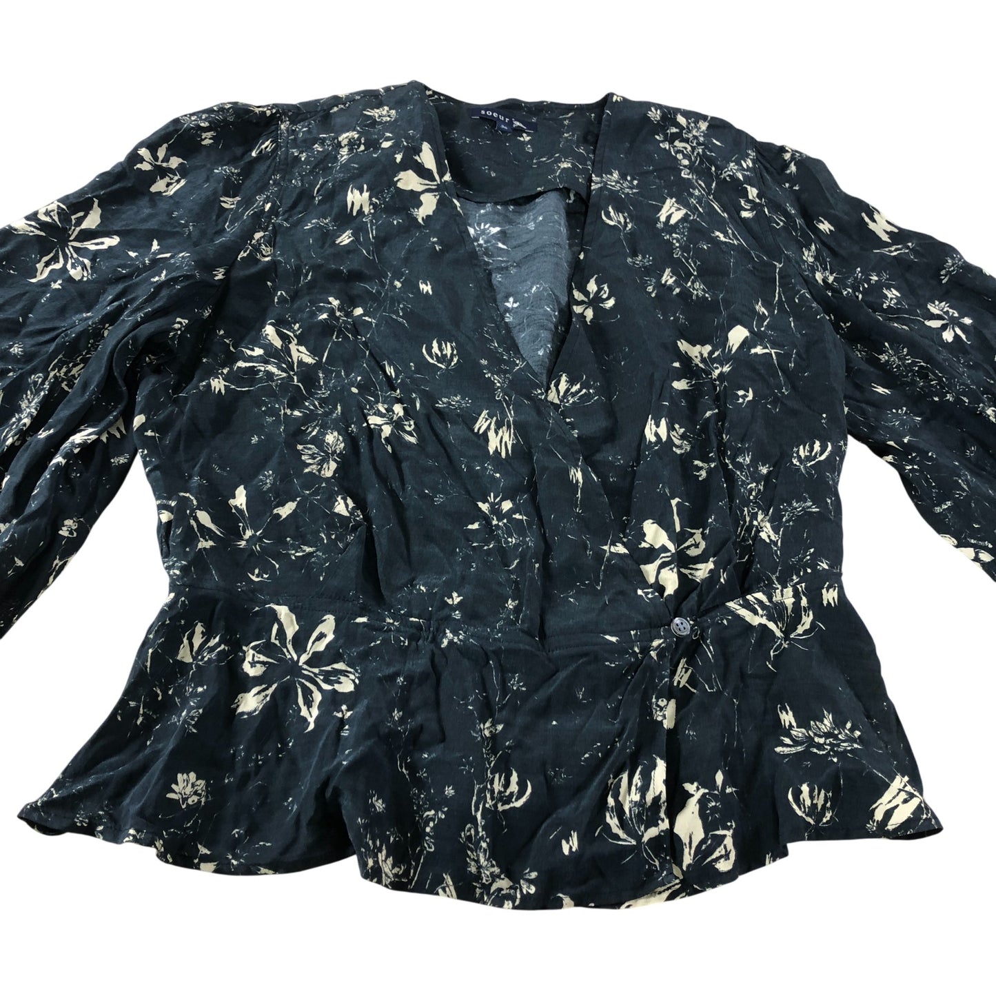 Soeur Black Floral Blouse - Size 8