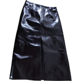 River Island UK8 Women's Faux Leather Midi Skirt Burgundy