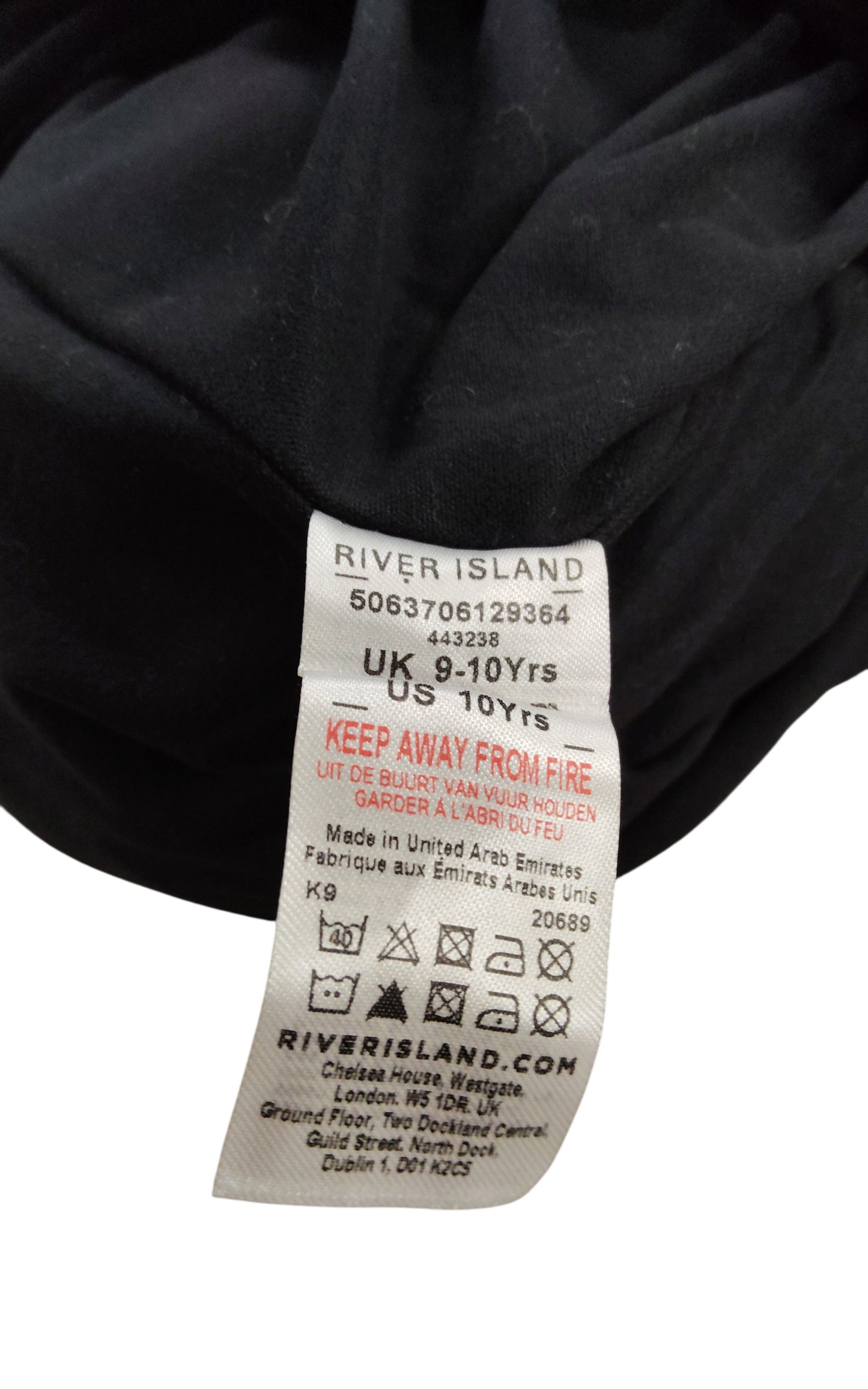 River Island Girls Black Skirt UK9-10 Years Pleated Party Style