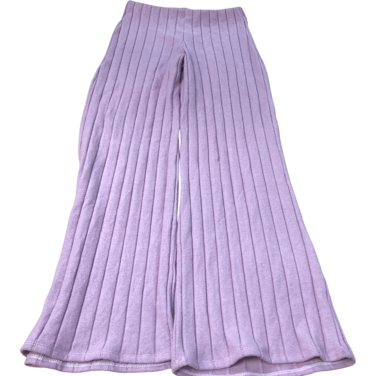 River Island Ladies Pink Ribbed Trousers UK Size 10 High Waisted Stretch Fabric