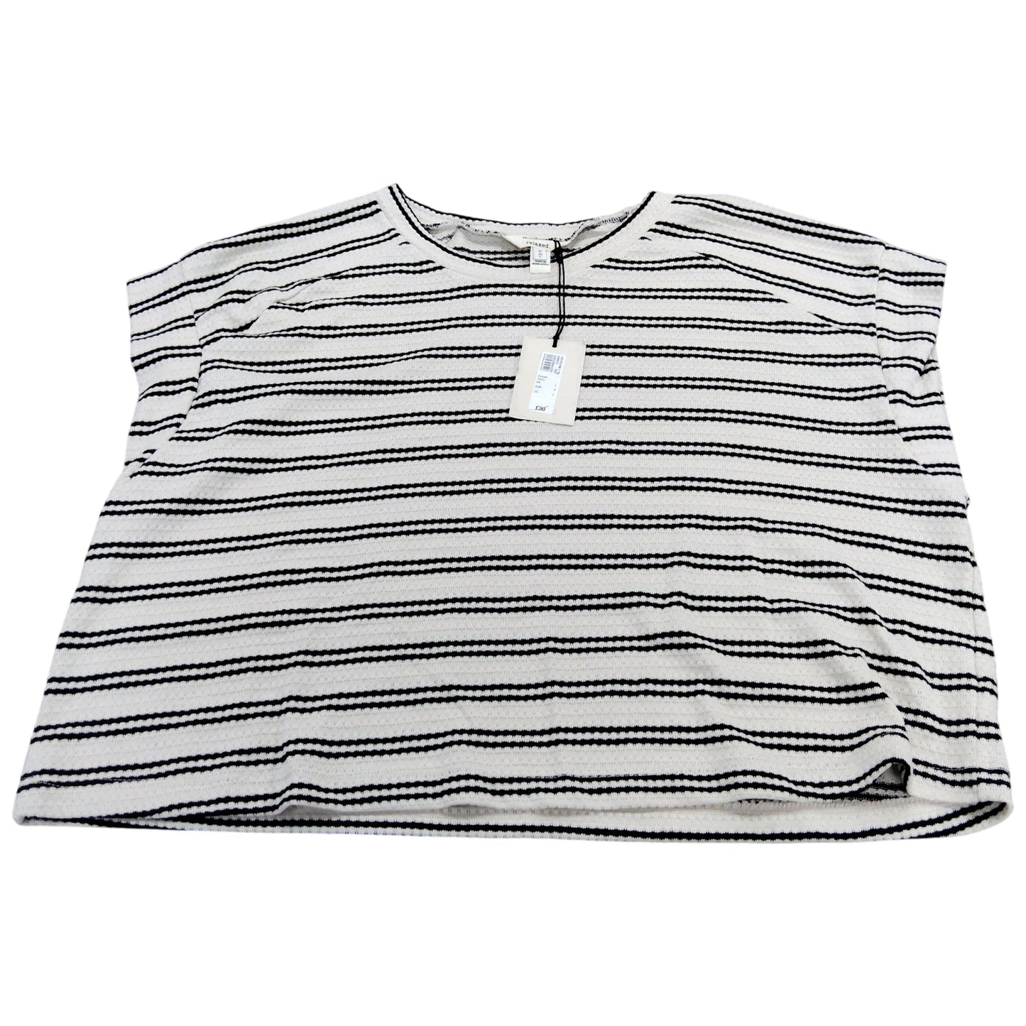 River Island Relaxed T-Shirt Size L Womens Striped Cream Black Cotton