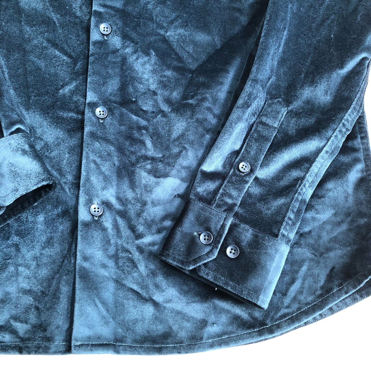 Navy Crushed Velvet Shirt Size M