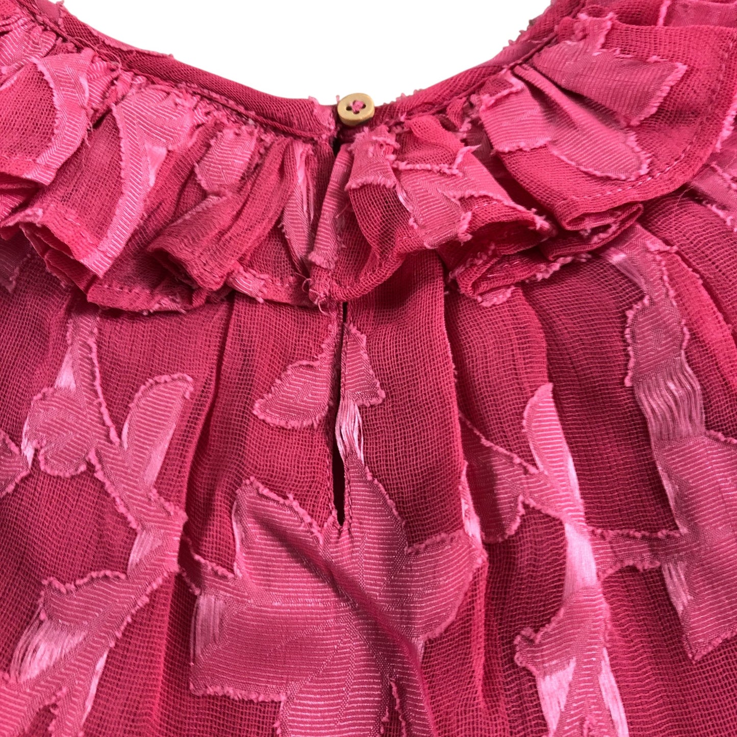 Girls Pink Floral Long Sleeve Dress Ruffle Hem 10 Years