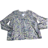Branded Floral Blouse UK 12 Women's Long Sleeve V Neck Pleated