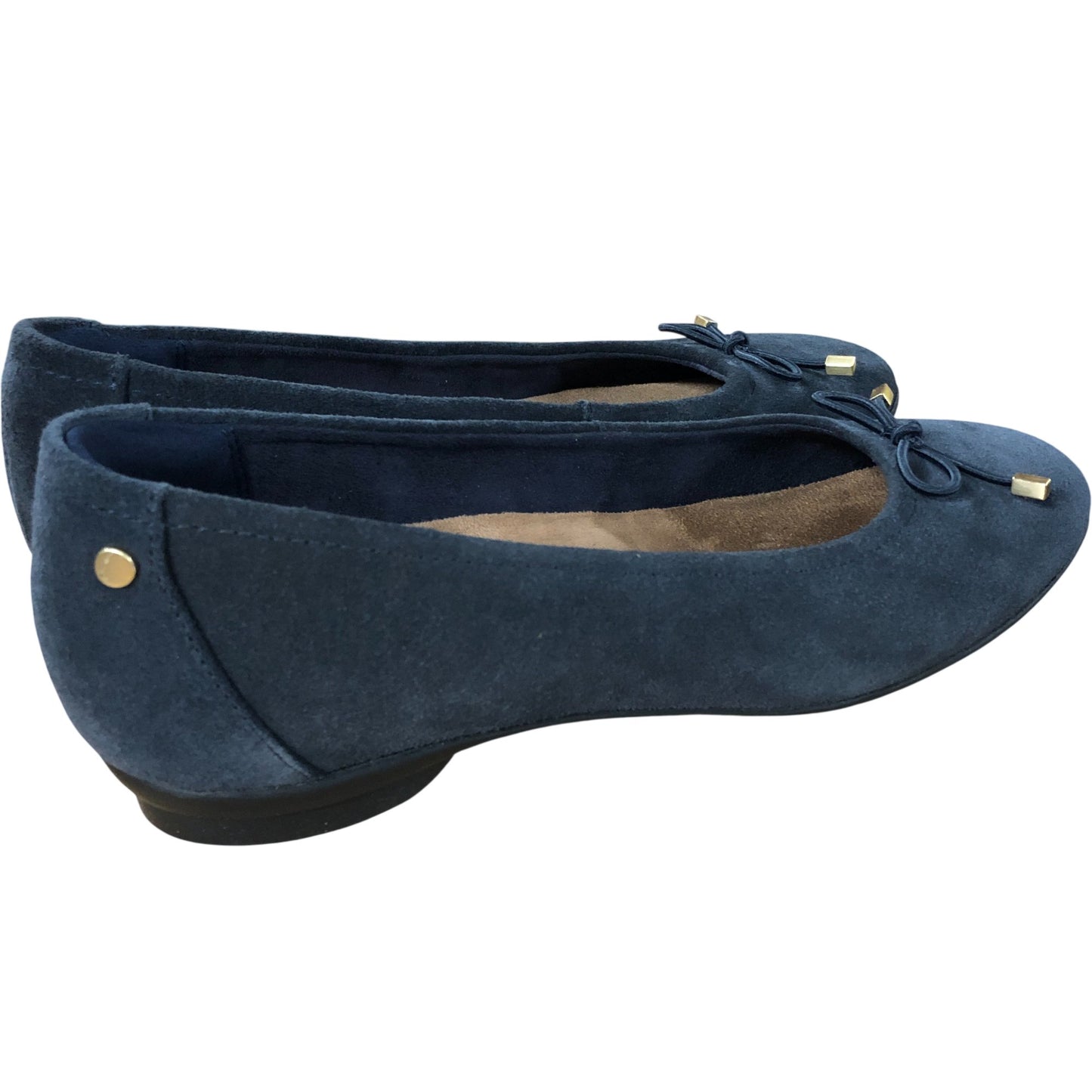 Clarks Candra Light UK3 D Women's Navy Suede Flats with Bow Detail