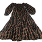 Floral Off Shoulder Dress Women's Long Sleeve Black Red UK10