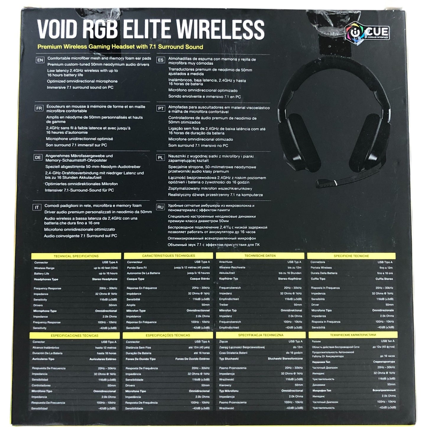 Corsair Void RGB Elite Wireless Gaming Headset PC Mac PlayStation 7.1 Surround