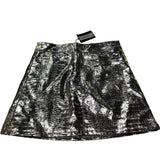 River Island Metallic Mini Skirt UK10 Women's Silver Faux Leather Croc Effect