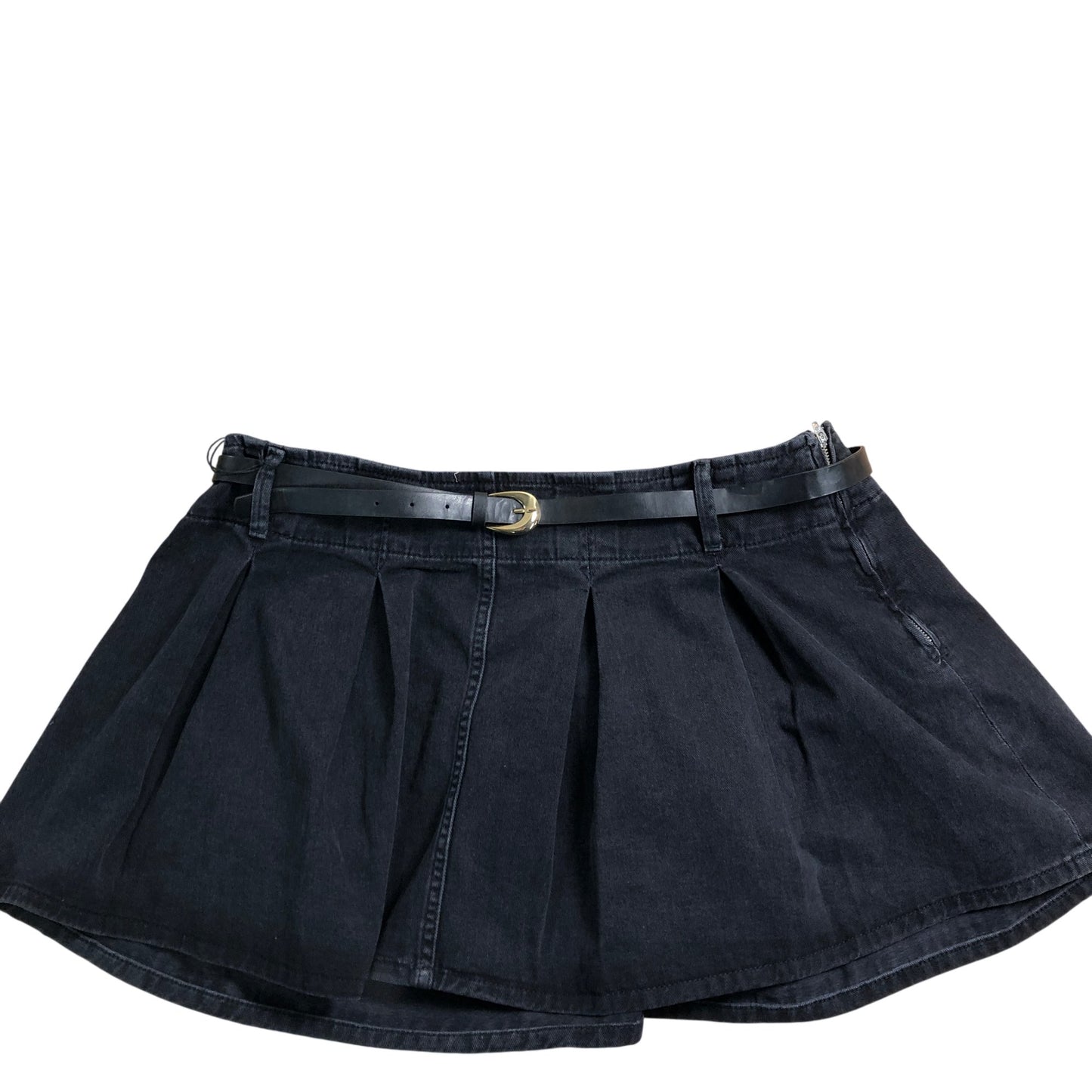 River Island Black Denim Skirt UK18 Women's Pleated Design Casual Wear