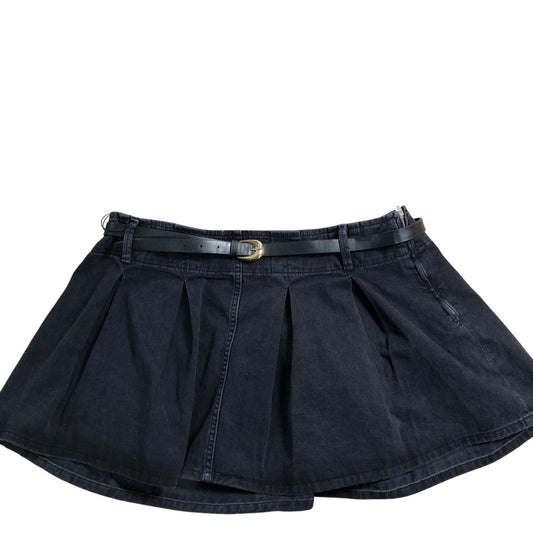 River Island Black Denim Skirt UK18 Women's Pleated Design Casual Wear