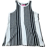River Island Women Black And White Striped Tank Top Cotton Fashion Large