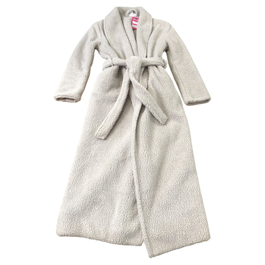 The White Company Women's Fuzzy Robe Long Sleeve Warm Grey Soft Material XS