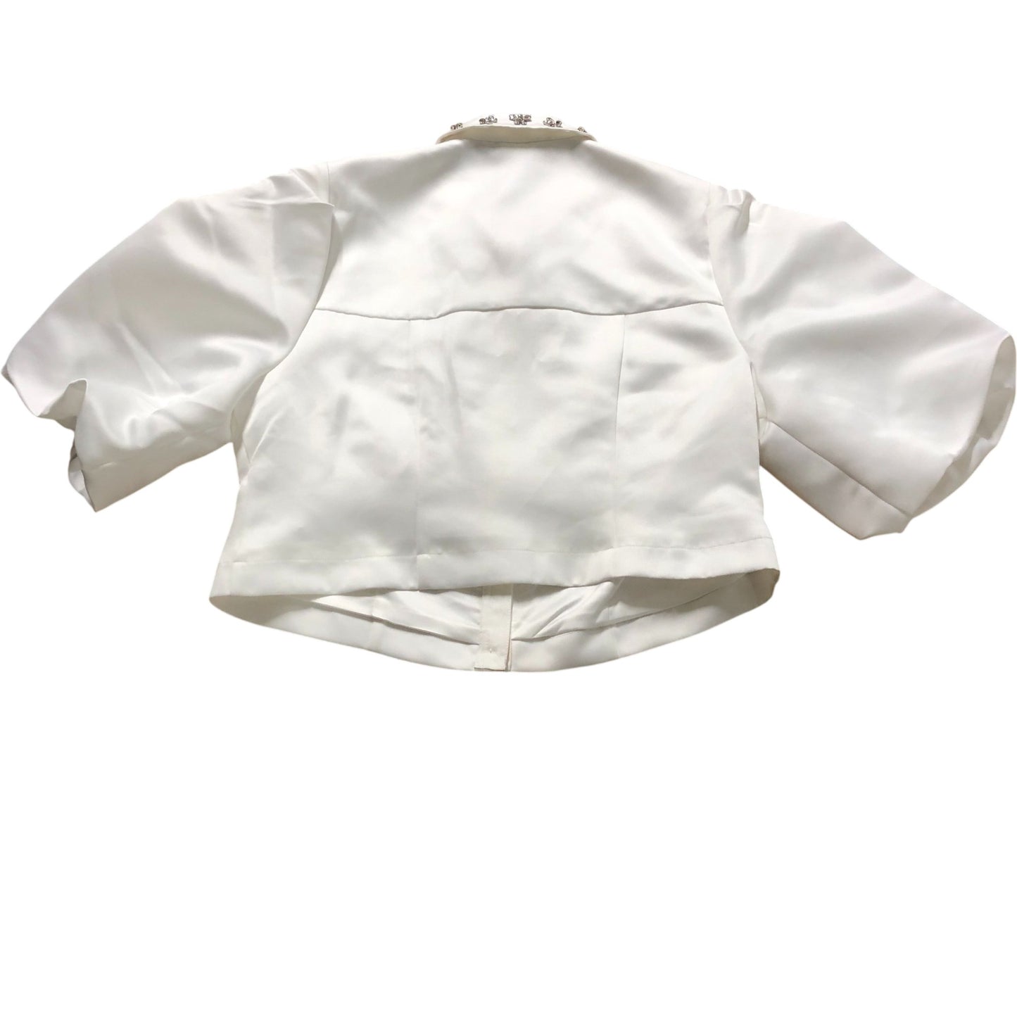 White Embellished Collar Cropped Shirt Size 16
