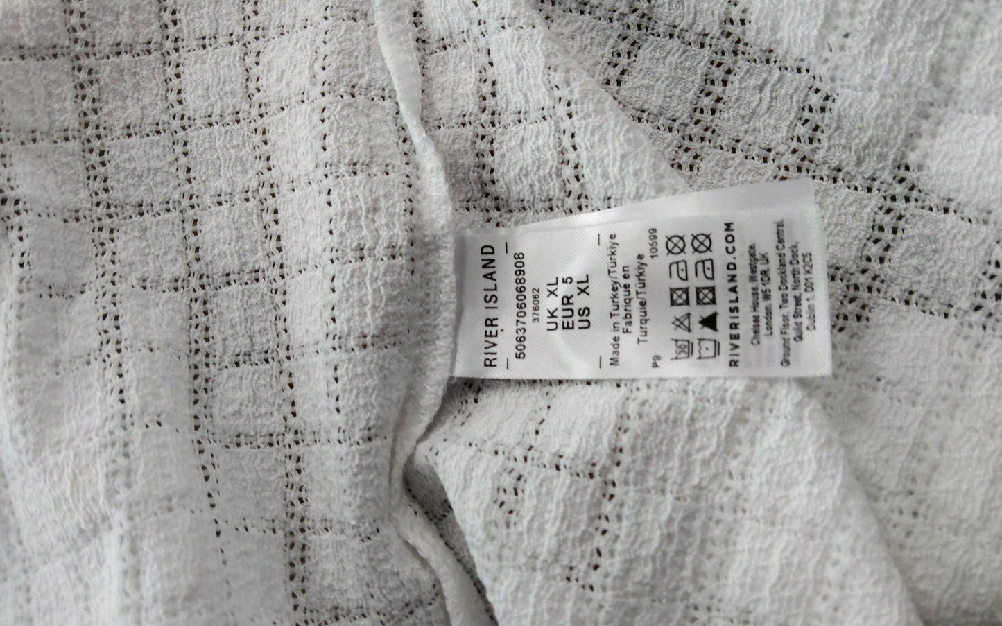 River Island Mens Casual Short Sleeve Shirt Size XL White Patterned Button Up