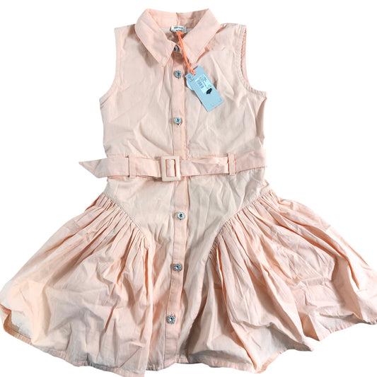 River Island Mini Sleeveless Dress UK4 Girls Light Orange Button Up Style