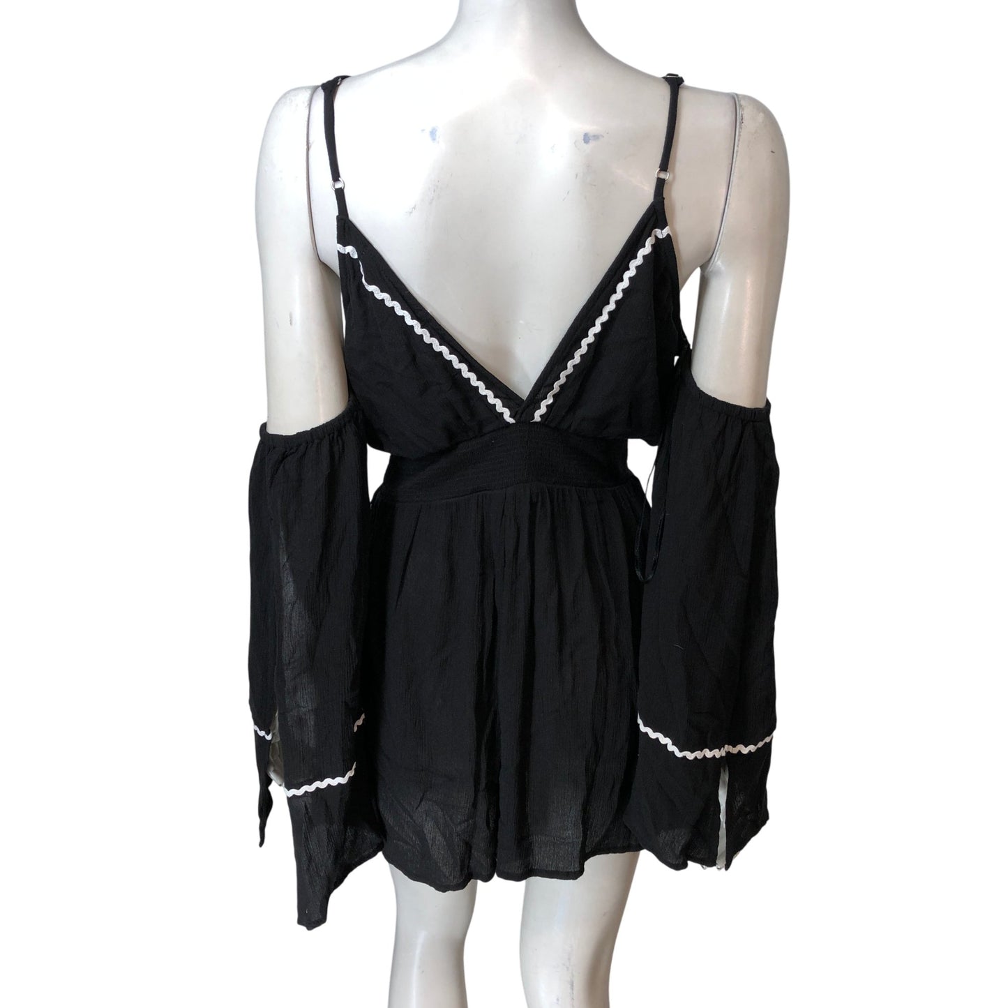 River Island Black Cold Shoulder Playsuit UK S Women's Embroidered Detail