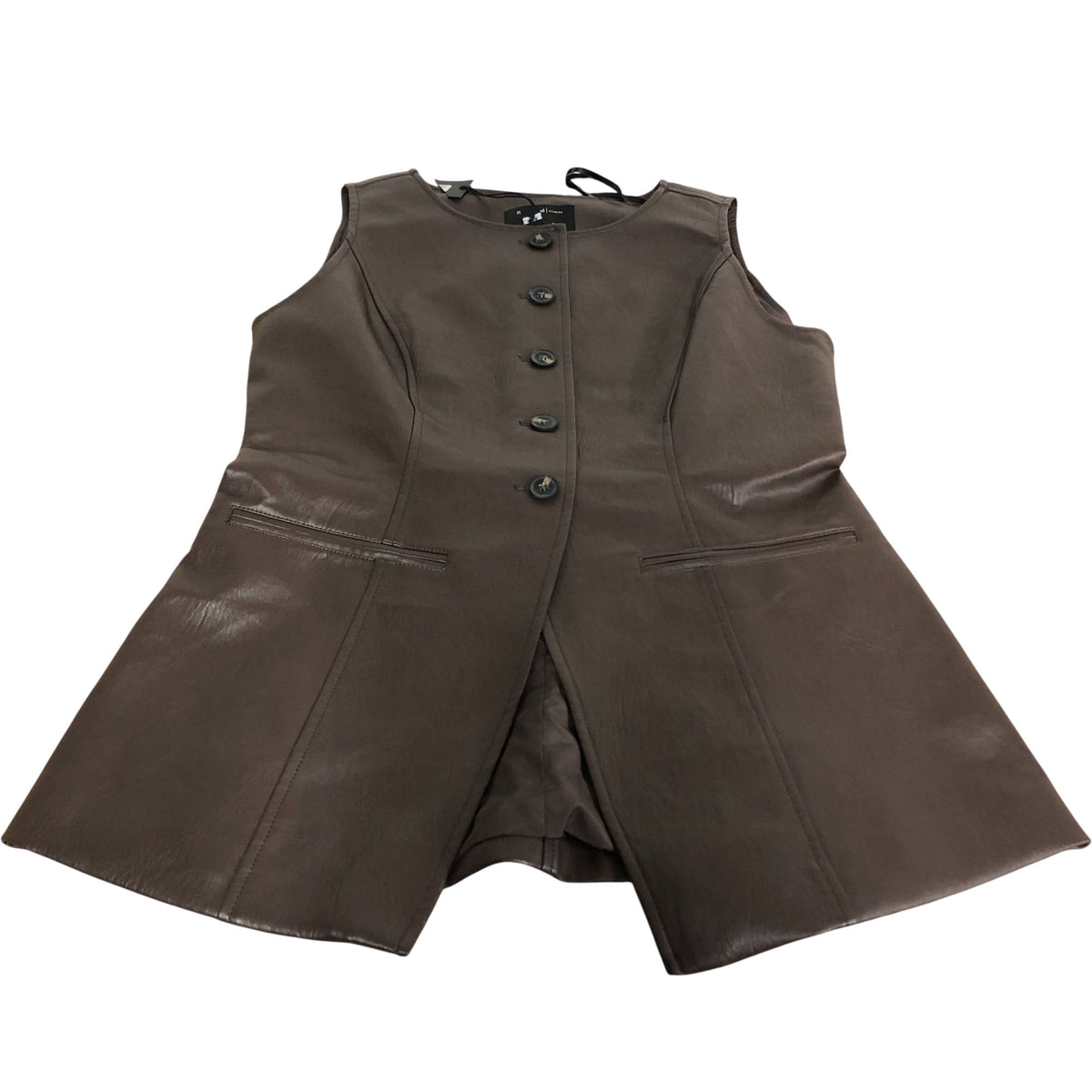 River Island Brown Sleeveless Vest Size 12 Women's Lightweight Button Up