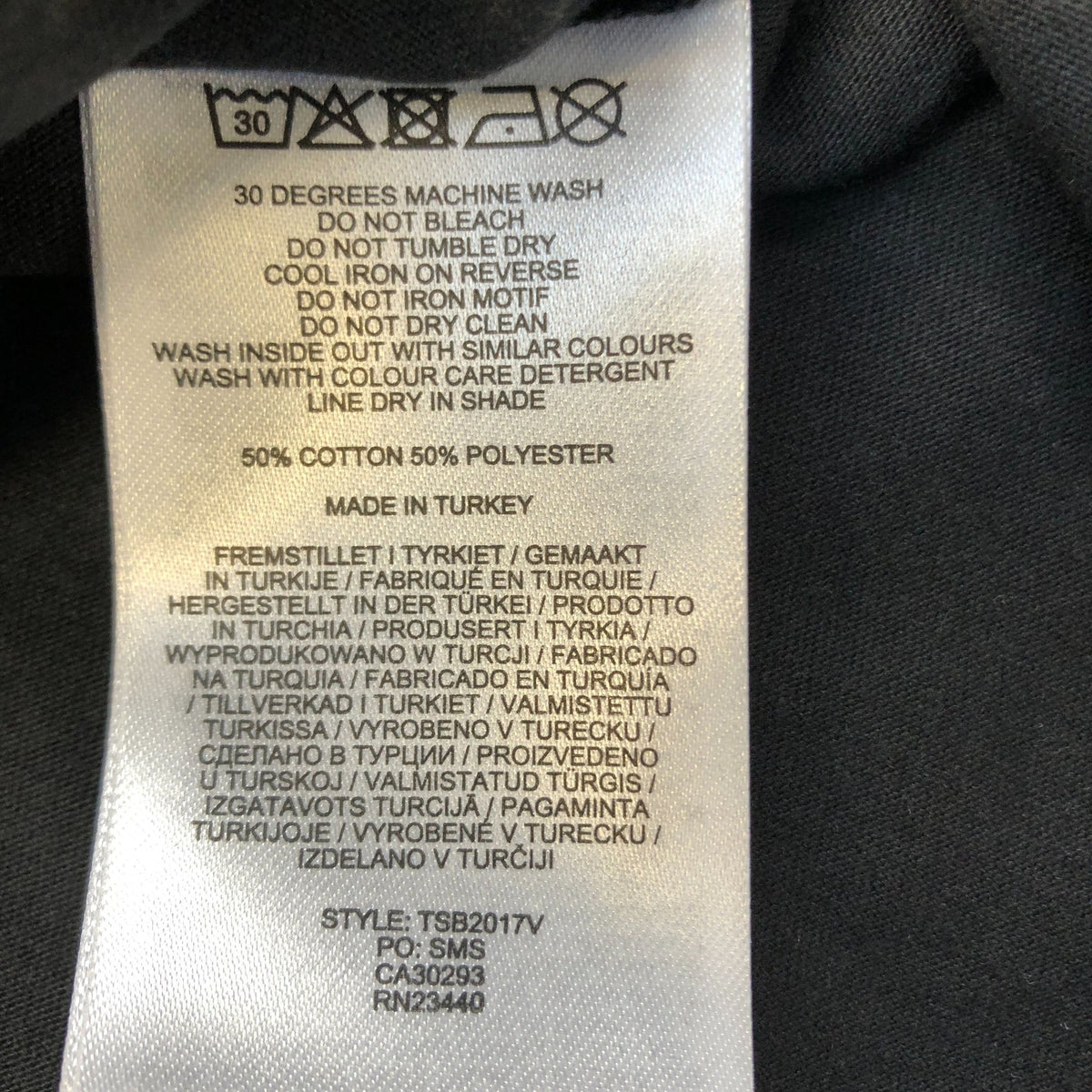 T-Shirt Black Cotton Polyester Crew Neck Men's Size 9-10 Years