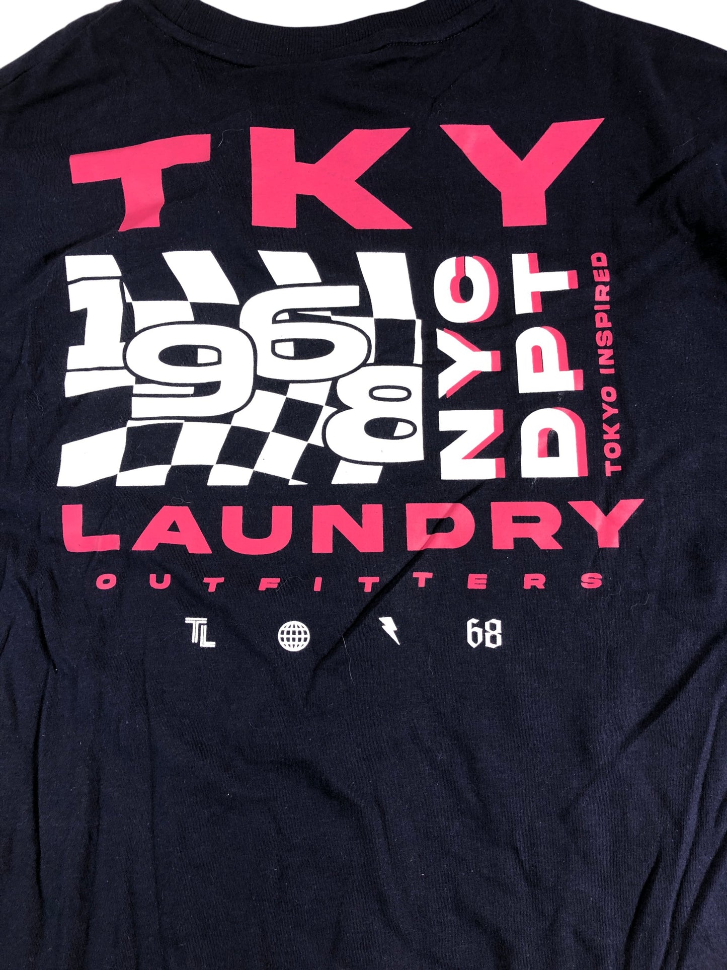 TOKYO LAUNDRY Men's T-Shirt XL Navy Blue Graphic Print Cotton Outfitters 1968