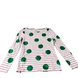 Long Sleeve Top Women’s Green Spots Pink Stripe Size UK8