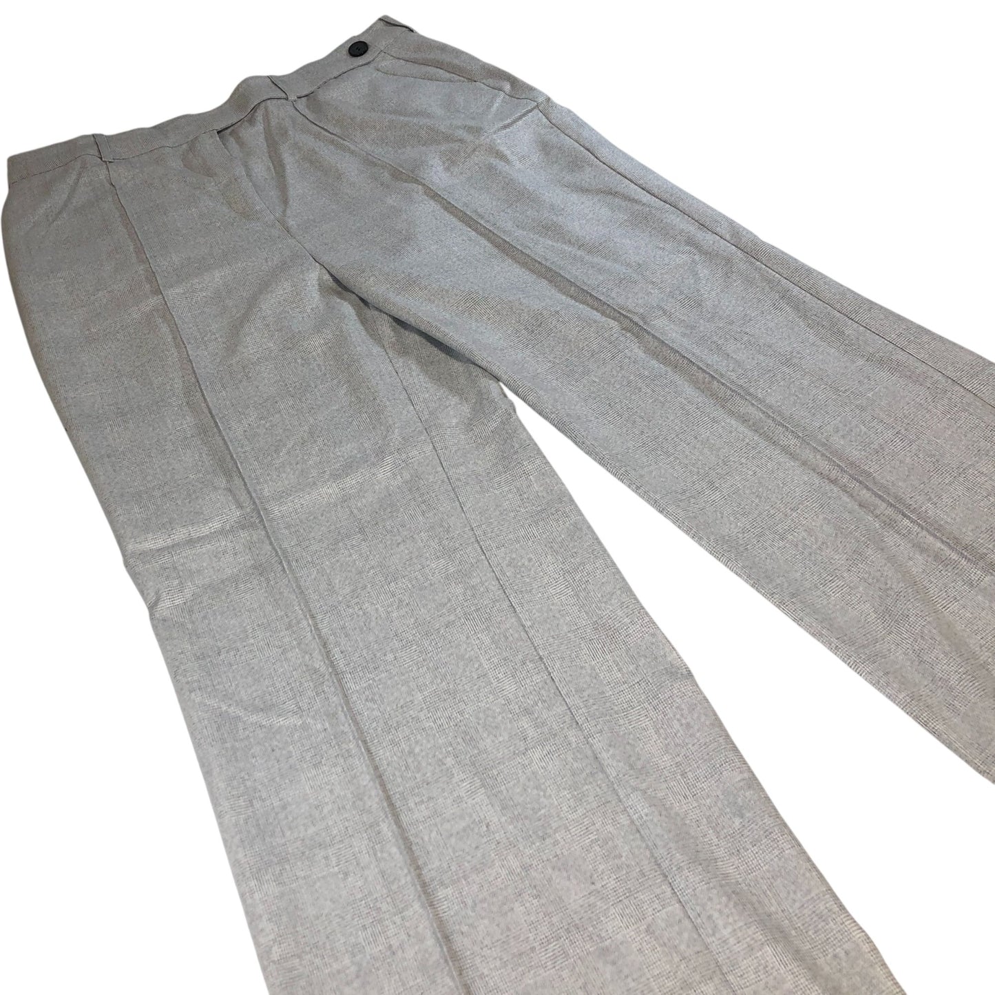 Grey Check Wide Leg Trousers Women's Smart Casual Wear Stretch Fabric UK18
