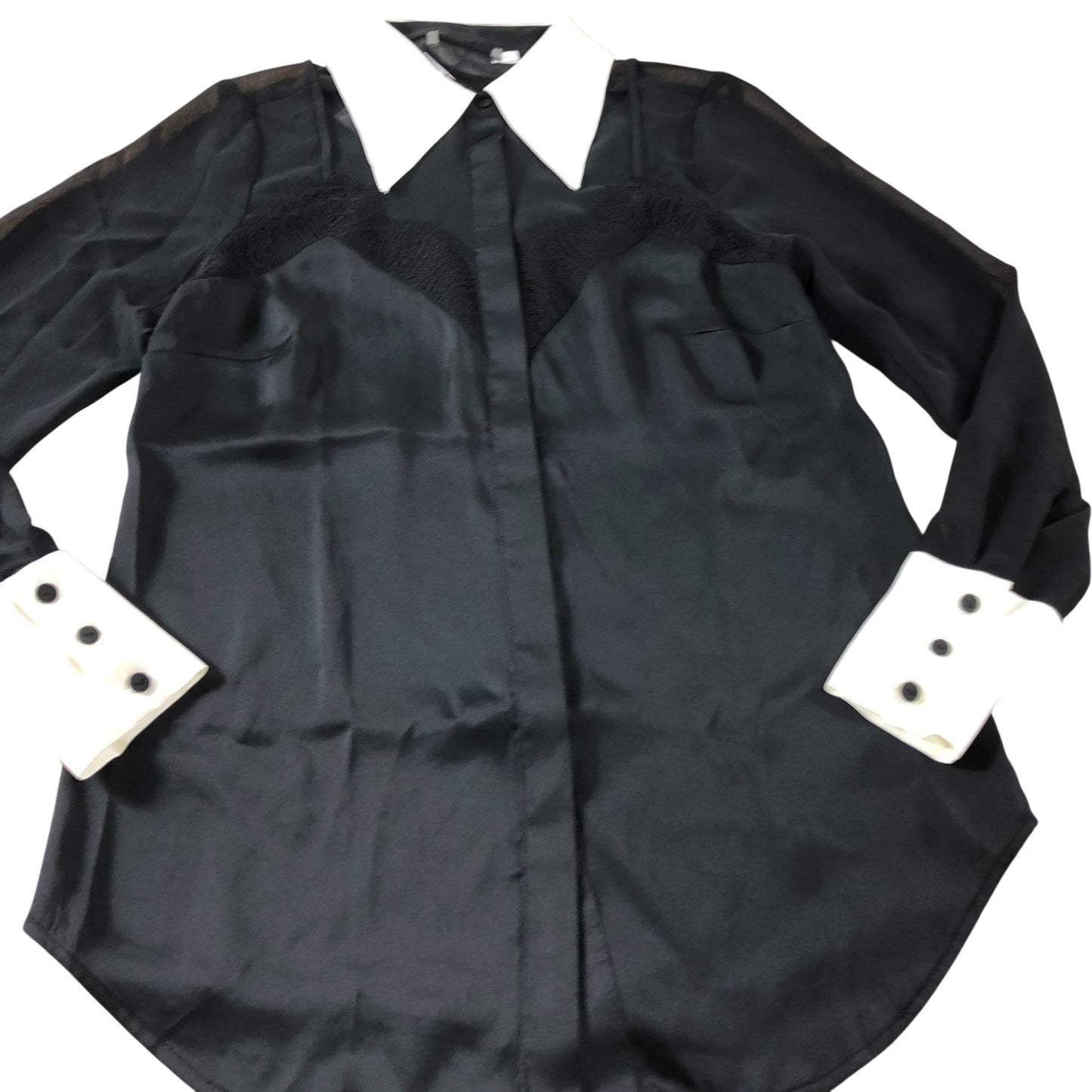 Branded Black Sheer Lace Shirt - Size 6