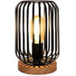 HHMTAKA Metal Cage LED Bedside Table Lamp 22cm High Wooden Base Decorative