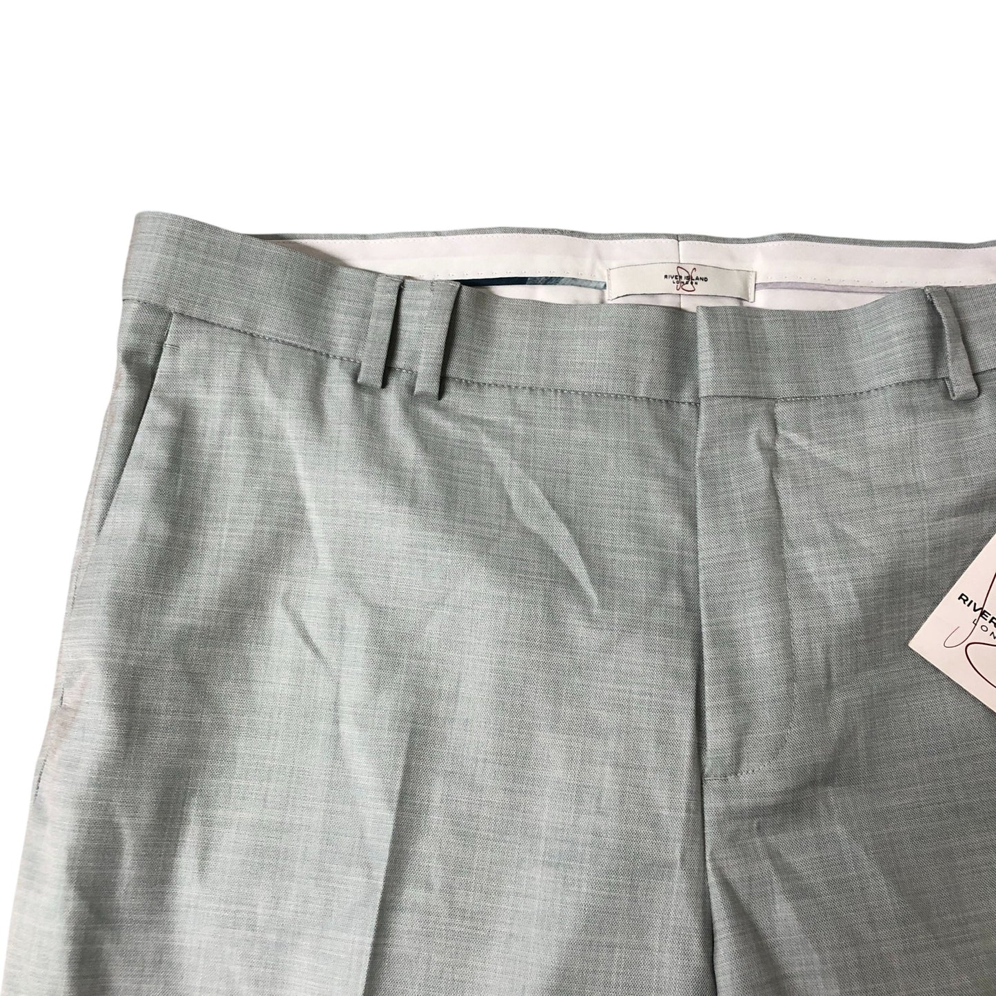 River Island W38 L32 Men's Skinny Fit Trousers Light Green Slim Stretch Style