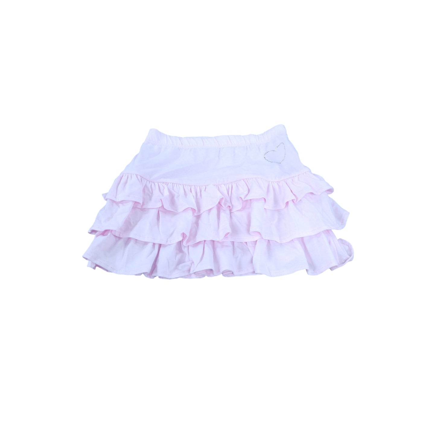 River Island Girls Ruffled Skirt Size 10 Years Light Pink Heart Detail