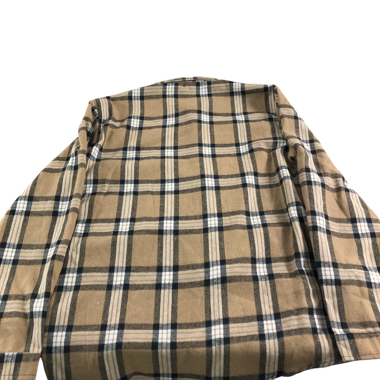 Flannel Shirt Men's Casual Long Sleeve Checked Brown Black XL