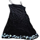 Brown Viscose Dress UK12 Women's Floral Embellished Shells