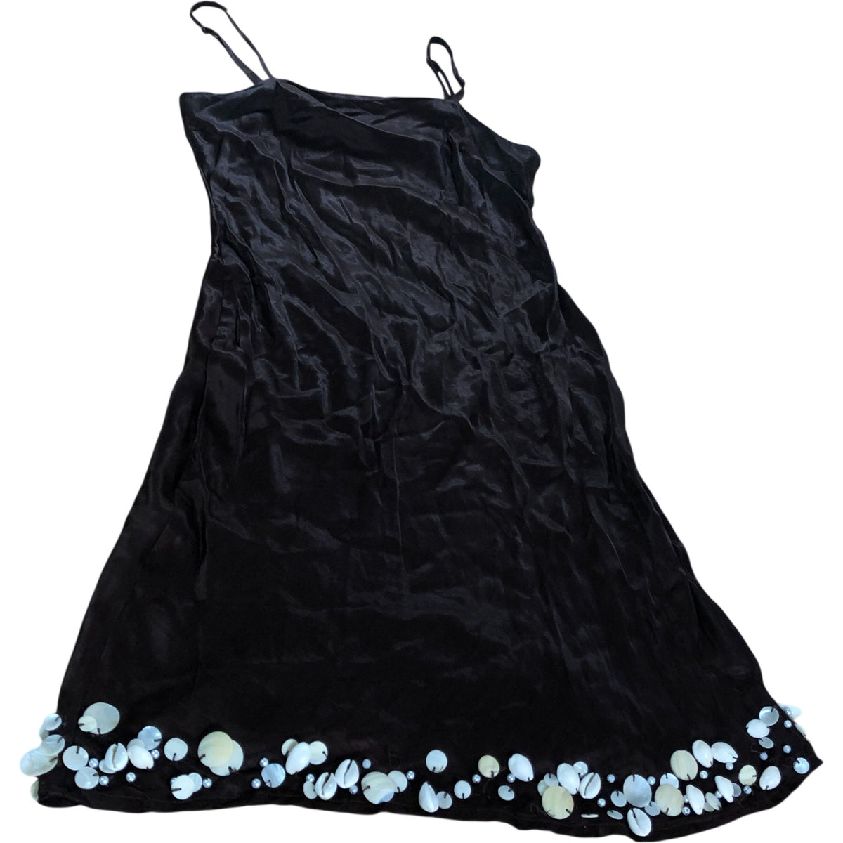 Brown Viscose Dress UK12 Women's Floral Embellished Shells