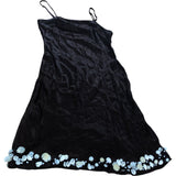 Brown Viscose Dress UK12 Women's Floral Embellished Shells