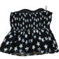River Island Strapless Star Print Peplum Top Women's Black Silver UK10