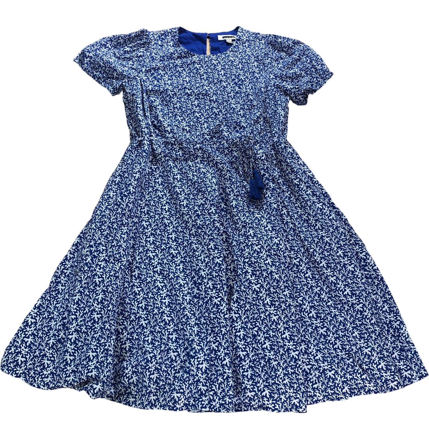 Branded Blue Abstract Foliage Full Skirted Mini Dress - Size 14L