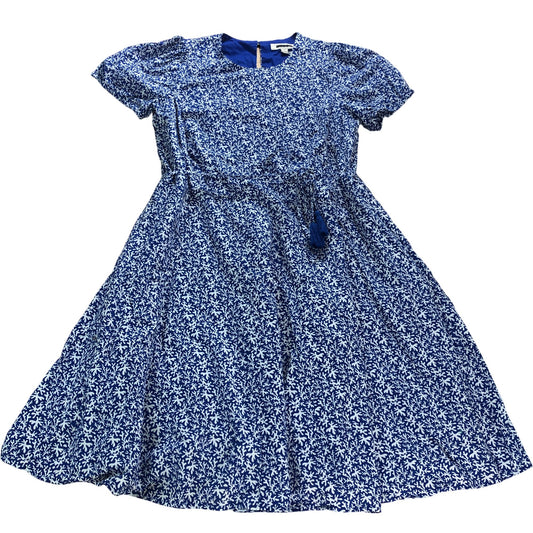 Boden Blue Abstract Foliage Full Skirted Mini Dress - Size 14L