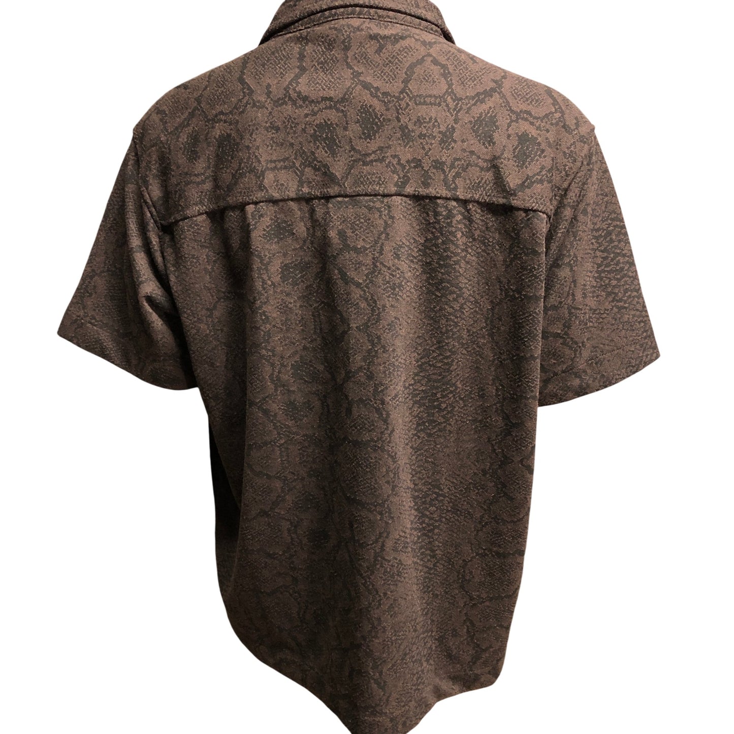 River Island Short Sleeve Black Snakeskin Print Casual Shirt Size  L