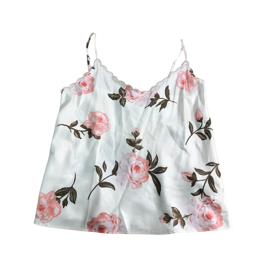 River Island Floral Camisole Top UK6 Women's Soft White Sleeveless Blouse