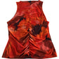 River Island UK16 Women's Ruched Tank Top Red Orange Abstract Print