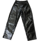 Black Faux Leather Trousers UK8 Regular Women's Fashion High Shine Style