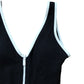 River Island Poolside Swimsuit Women's Black Zip Front White Trim Size 14