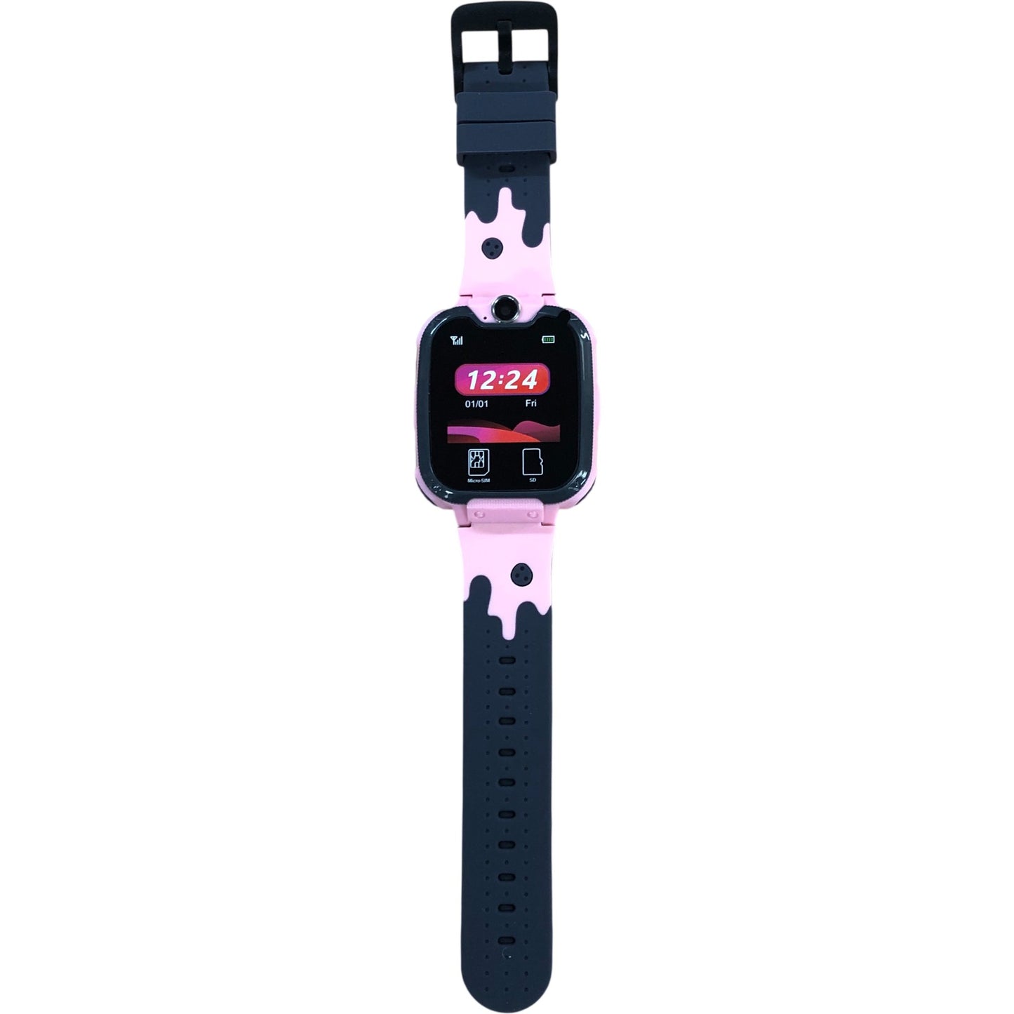 PTHTECHUS Kids Pink & Black Smart Watch Waterproof Touch Screen